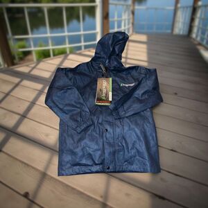 NWT Youth FROGG TOGGS Polliwogs Blueberry Ultra-lite Waterproof Rain Coat Size M